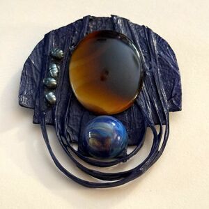 Vintage handcrafted artisan art deco statements brooch